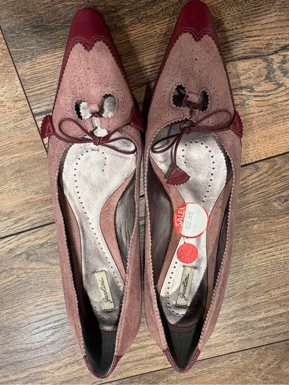 Garolini Women's Two-Tone Wine Suede Pointed Toe Loafers
